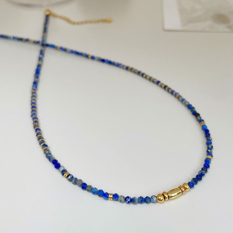necklace  Retro lapis lazuli color beaded necklace for women