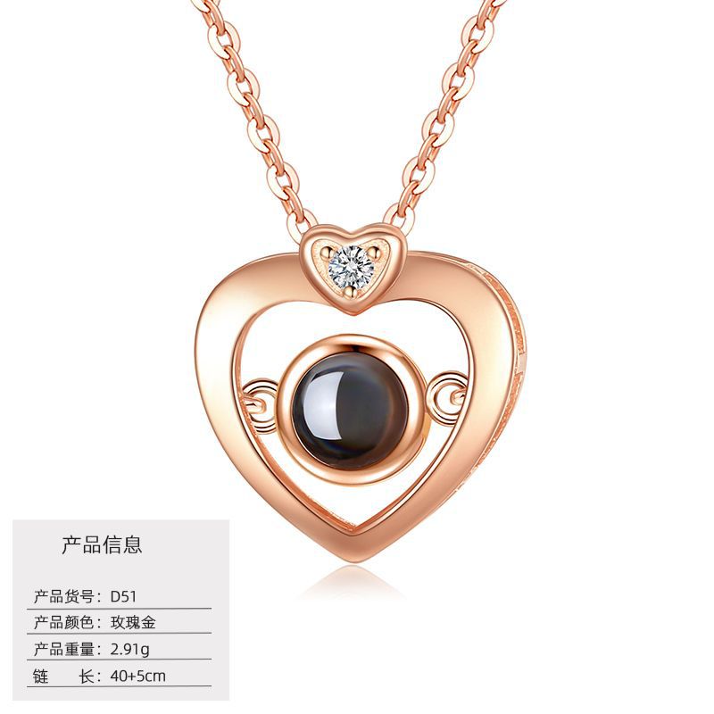 S925 Silver Love Projection Necklace Memory Necklace for Women