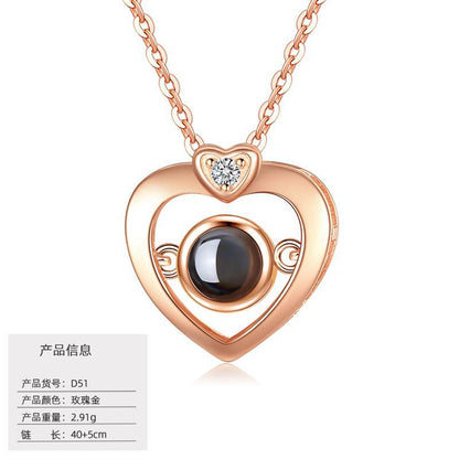 S925 Silver Love Projection Necklace Memory Necklace for Women