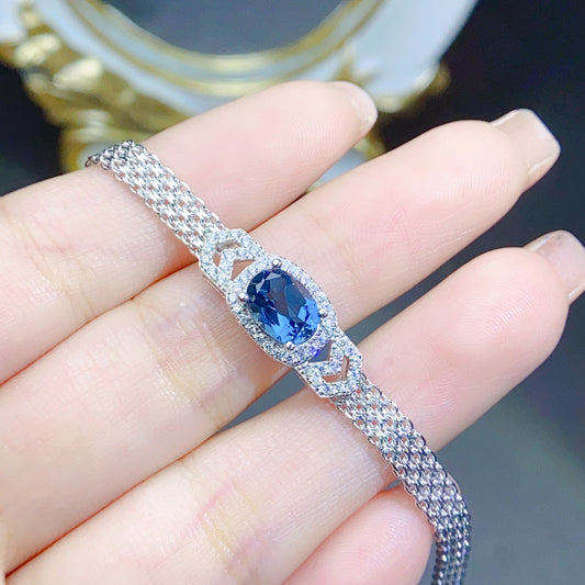 Hot selling natural topaz bracelet S925 silver inlaid main stone 6 * 8 in Europe and America