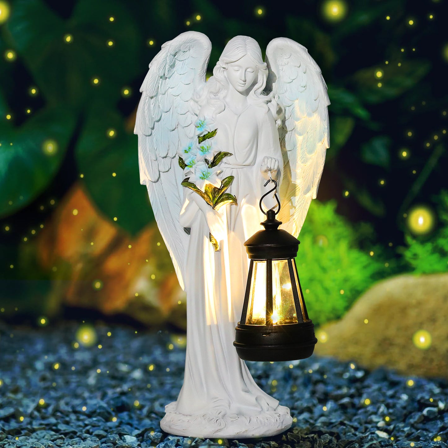 New Resin Crafts Solar Angel Lantern Christmas Series Ornament Outdoor Garden Villa Decoration