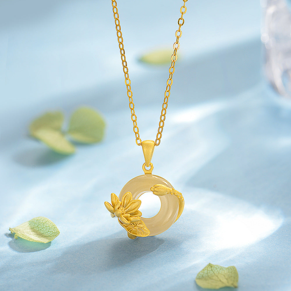 S925 sterling silver twelve flower god necklace, white jade marrow safety buckle pendant, versatile collarbone chain要