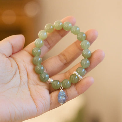 Bracelet  Hotan Jade Bracelet Women's S925 Silver Moonstone Pixiu Bracelet