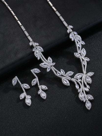 Zircon necklace earring set decorations