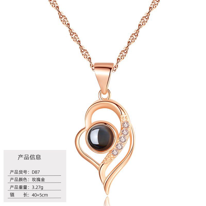S925 Silver Love Projection Necklace Memory Necklace for Women
