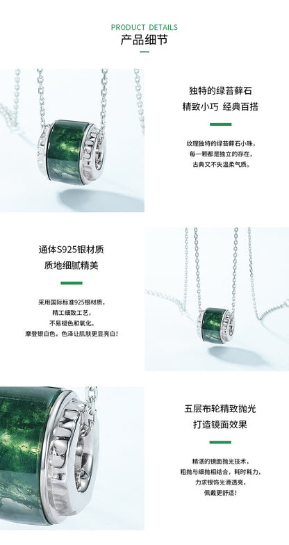 Green moss necklace ins minimalist S925 pure silver gold-plated necklace fashionable accessory