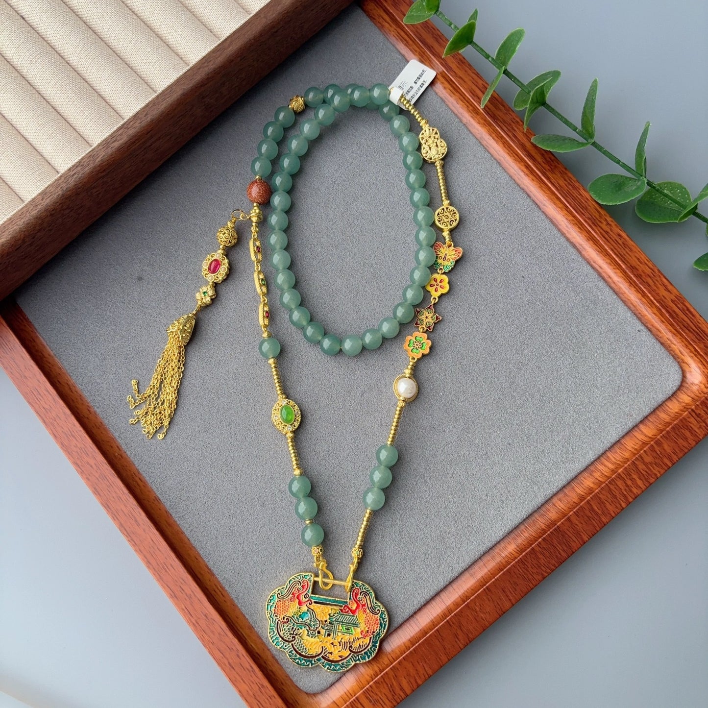 New Chinese style Chinese style necklace, ancient method of burning blue fish, leaping dragon gate, lock chain accessories, gift
