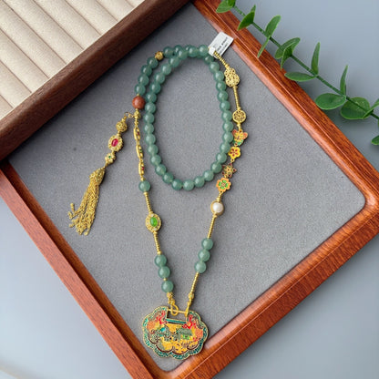 New Chinese style Chinese style necklace, ancient method of burning blue fish, leaping dragon gate, lock chain accessories, gift