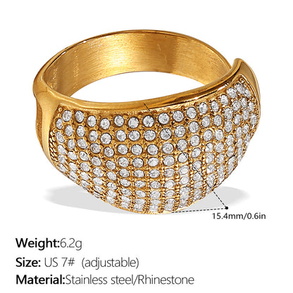 European and American Instagram influencer's multi-layer ring plated with 18K gold and inlaid with rhinestones, the ring will not fade