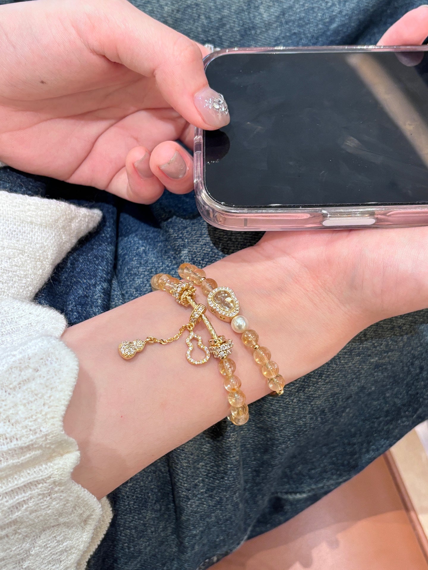 Gilded Years Natural Yellow Crystal Gourd Bracelet Hand Chain Accessories