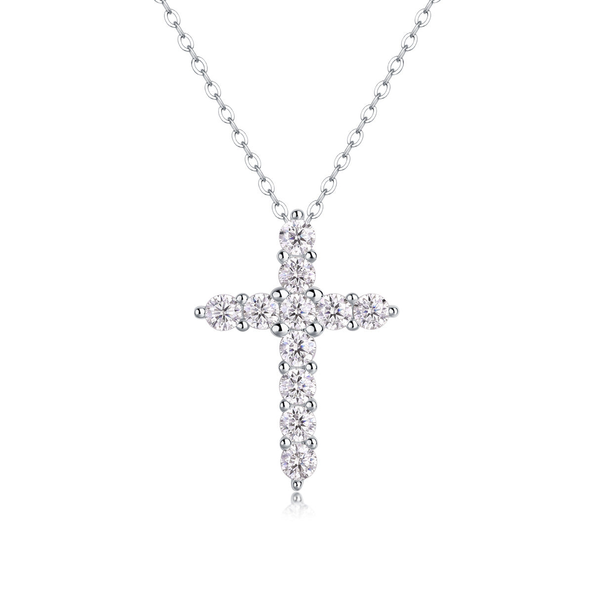 Fashionable temperament, light luxury S925 silver faith necklace for women, non fading cross, moissanite collarbone chain