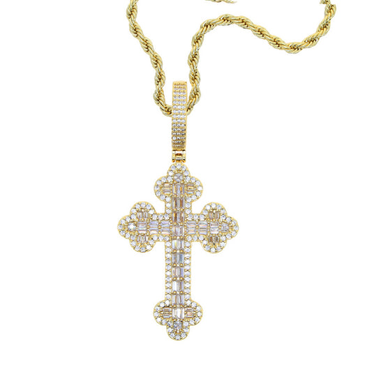 Hip Hop Cloud Cross Diamond Pendant, European and American Hip Hop Necklace, Trendy Pendant