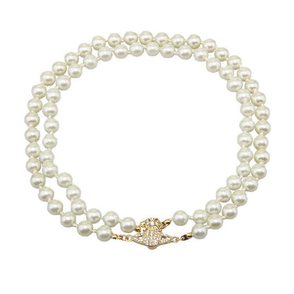Magnet buckle double-layer pearl necklace necklace