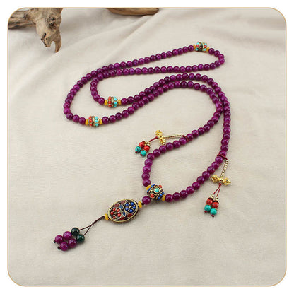 necklace  Long jade necklace for women Nepalese tassel crossbody chain ethnic style