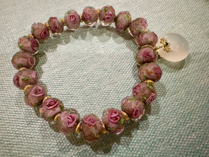 New Chinese style glass bracelet, safety buckle, rose glass bracelet