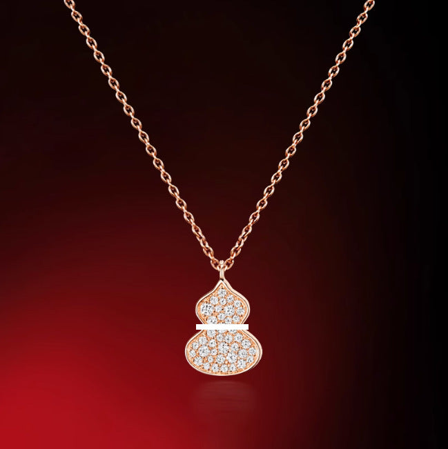 New Hulu Necklace Women's Red Agate White Beimu 925 Silver Ferry 18k Rose Gold Diamond Pendant Flat Ankle chain