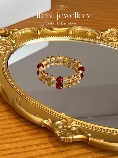 【 Wealth and Prosperity 】 Natural Yellow Crystal Yellow Tower Crystal Bracelet Original Design Red Agate Bracelet