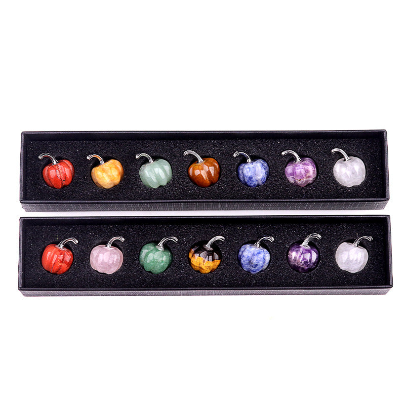 7-pack 30mm mini pumpkin half gemstone head, grateful for Halloween creative decoration