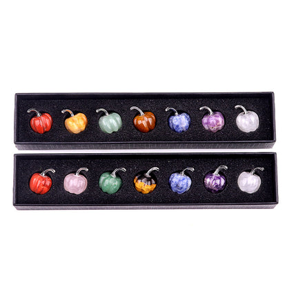 7-pack 30mm mini pumpkin half gemstone head, grateful for Halloween creative decoration