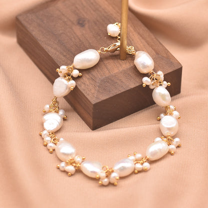 Baroque natural freshwater pearl bracelet, retro summer color retention bracelet, niche high-end handmade fashion accessory