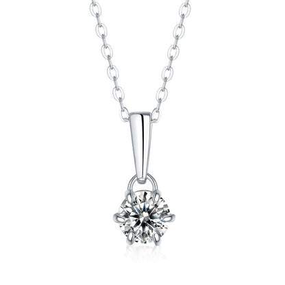 Fashionable temperament, light luxury S925 silver faith necklace for women, non fading cross, moissanite collarbone chain