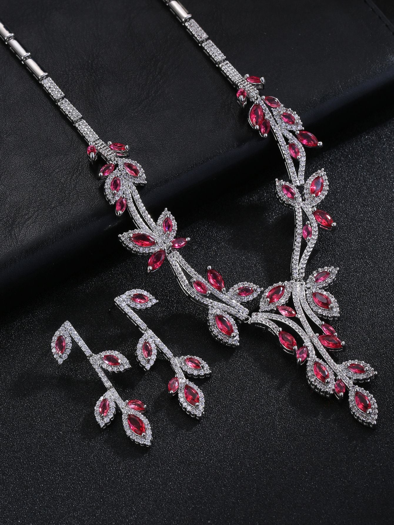 Zircon necklace earring set decorations