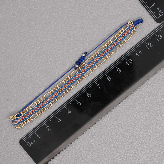 Vintage handmade woven bracelet with colorful nail beads