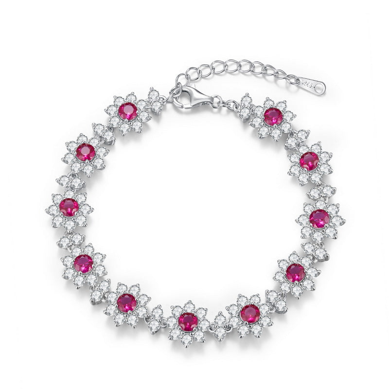 S925 pure silver full diamond cultivated emerald versatile women's bracelet trendy and versatile