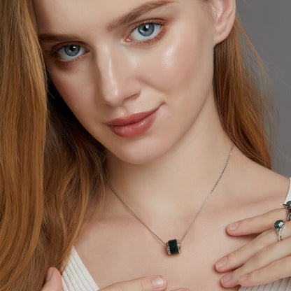 Green moss necklace ins minimalist S925 pure silver gold-plated necklace fashionable accessory
