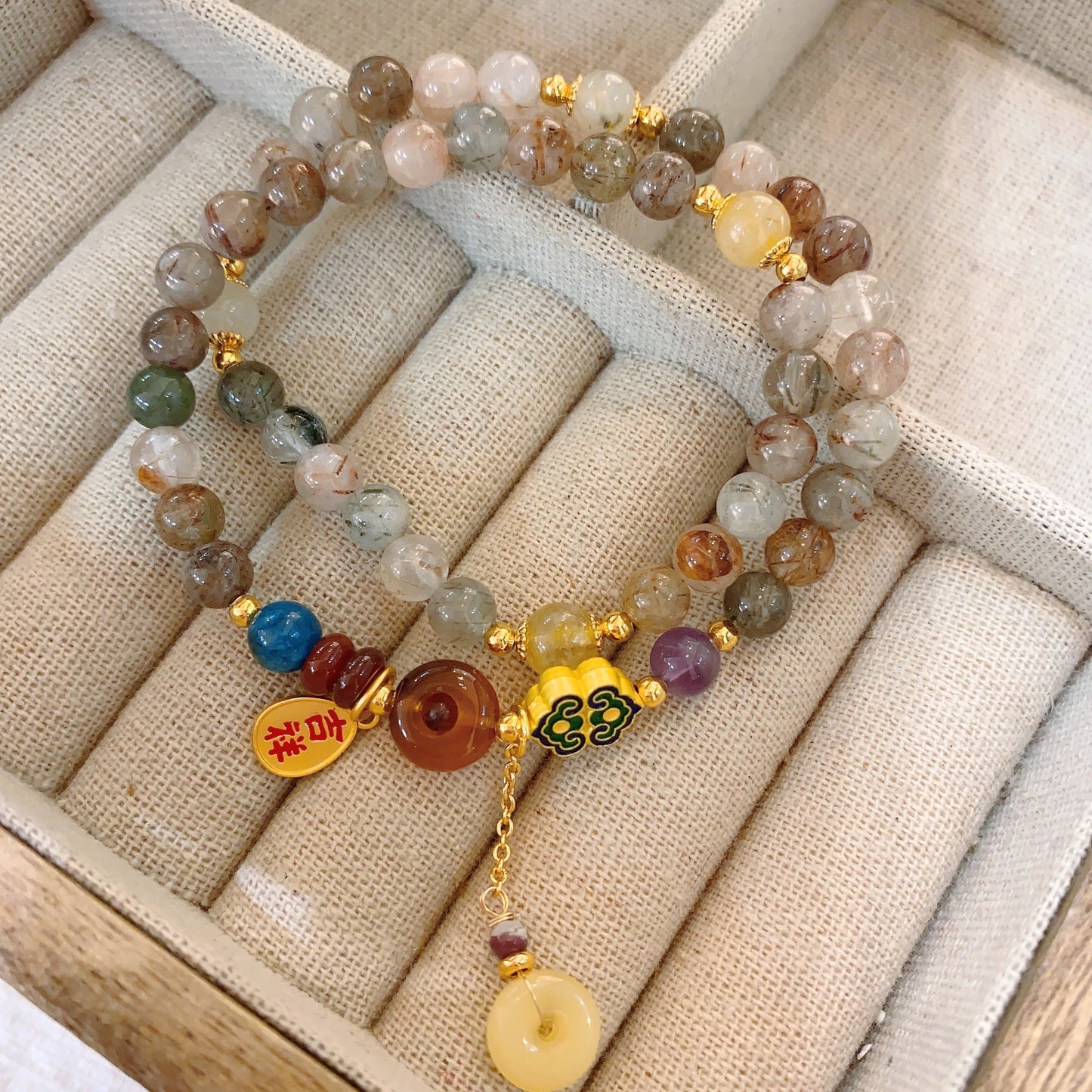 necklace  Ruyi gold silk jade beaded bracelet necklace women's new Chinese style