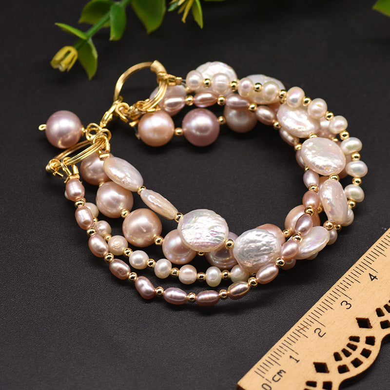 Baroque natural freshwater pearl bracelet, retro summer color retention bracelet, niche high-end handmade fashion accessory