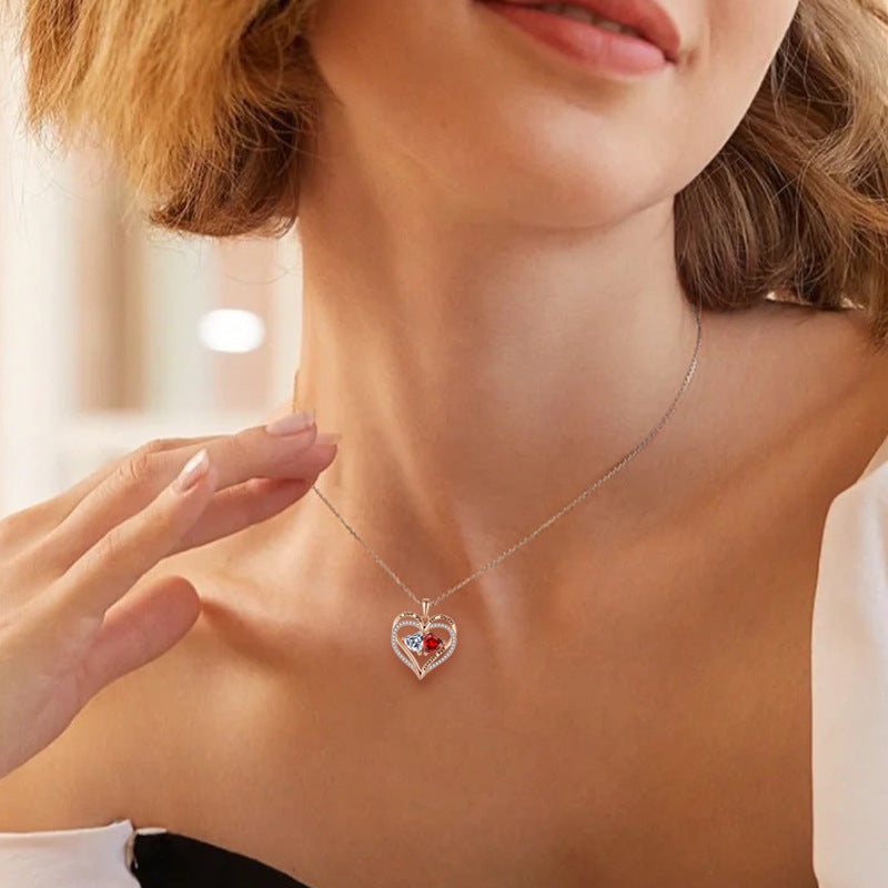 necklace  Hot mini -diamond love necklace female light luxury rose gold