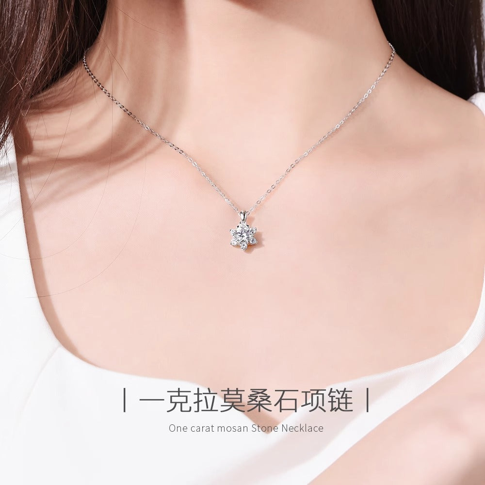 925 sterling silver Mozambique snowflake necklace non fading pendant silver collarbone chain