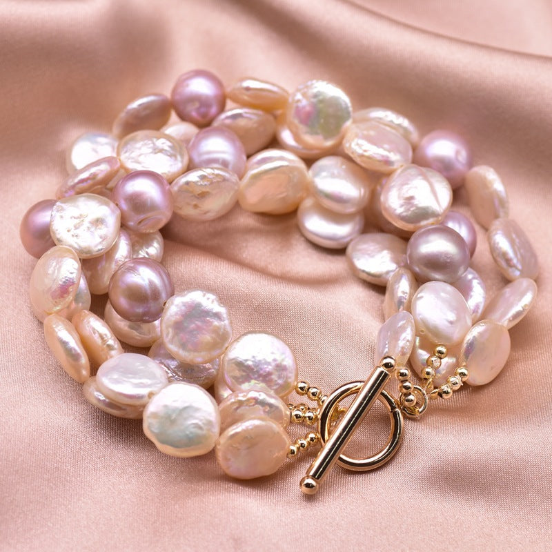 Baroque natural freshwater pearl bracelet, retro summer color retention bracelet, niche high-end handmade fashion accessory