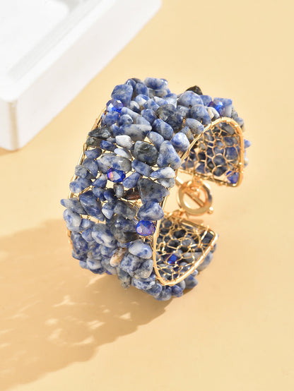 bracelet  Wholesale is available starting from 20 pieces.Natural turquoise pure hand-woven copper mesh retractable adjustable size pure copper frame large bracelet