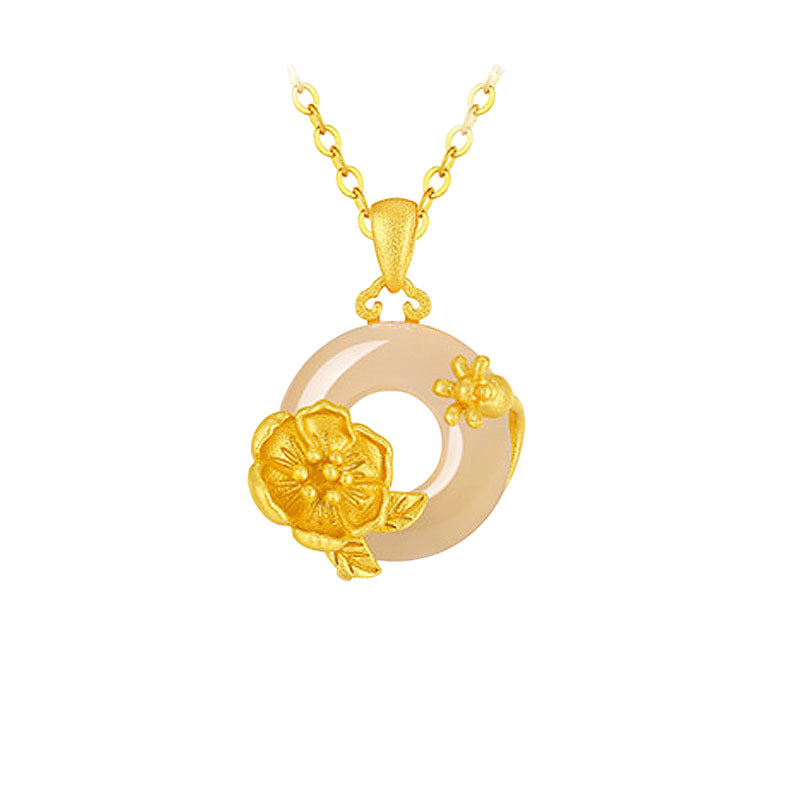 S925 sterling silver twelve flower god necklace, white jade marrow safety buckle pendant, versatile collarbone chain要