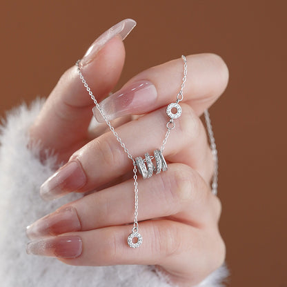 S999 silver studded diamond necklace, new high-end pendant, sweater chain, silver necklace