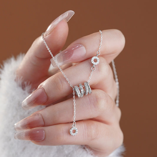 S999 silver studded diamond necklace, new high-end pendant, sweater chain, silver necklace