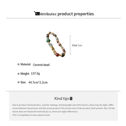 Ethnic style ceramic flower necklace, vintage collarbone chain