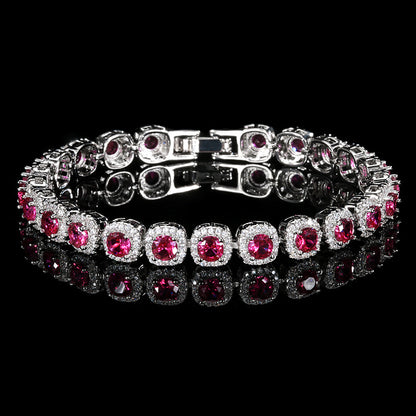 Jewelry European and American Retro Simulation Corundum Full Diamond Bracelet Handmade Main Stone 4mm