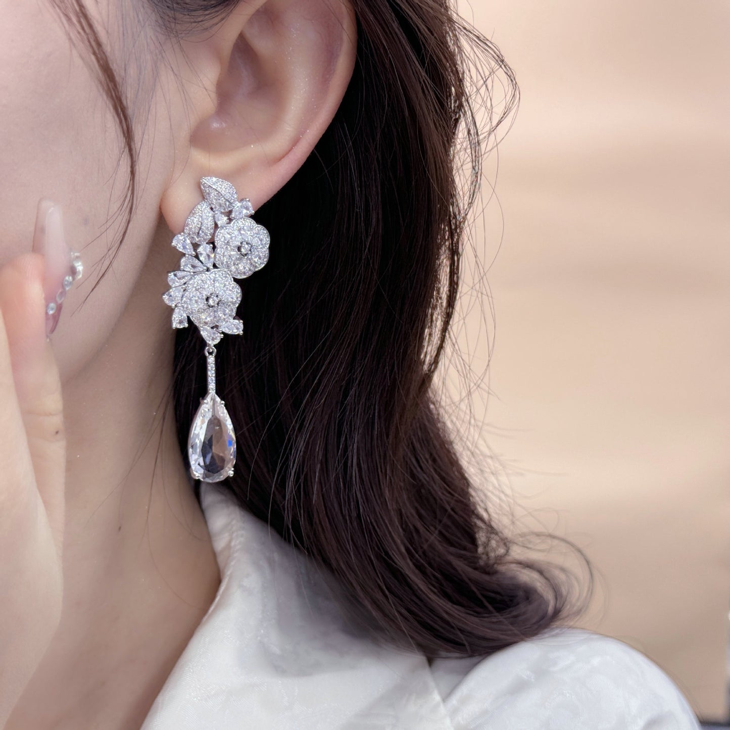 New Palace style Micro inlaid Colorful Treasure Flower Earrings s925 Silver Needle Earrings