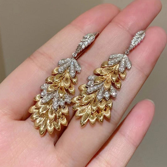 Wheat ear hook brushed earrings 925 silver earrings