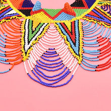 Amazon hot selling multi-layer rice bead necklace Bohemian colorful beaded shawl ethnic style exaggerated necklace wholesale