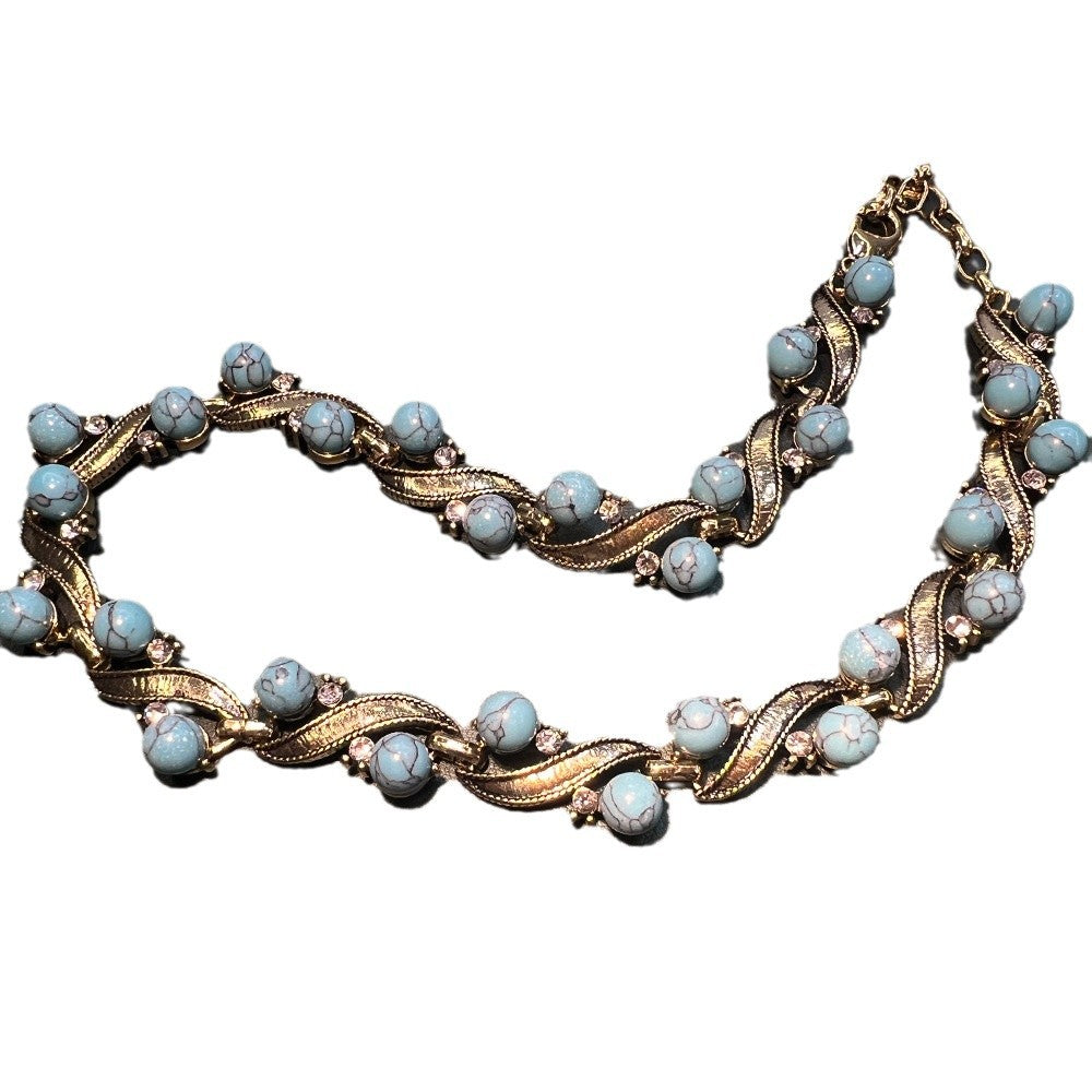 Turquoise retro jewelry set necklace earrings