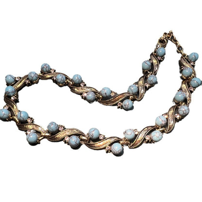 Turquoise retro jewelry set necklace earrings