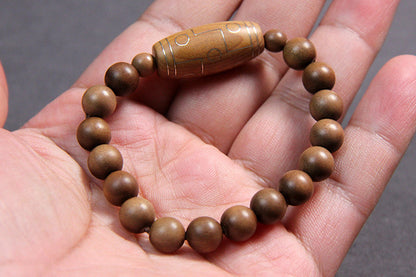 Bracelet  Laoshan sandalwood inlaid with silver nine-eye jujube-shaped bracelet inlaid with national style peace bracelet