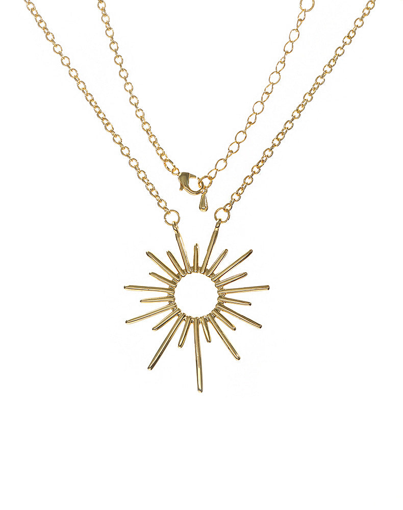 necklace  Vintage style exaggerated metal geometric pendant necklace