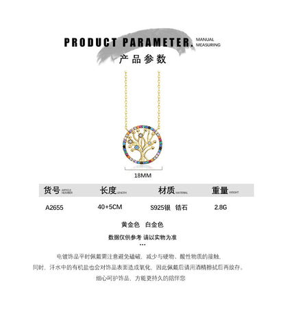 Yuanfan 925 pure silver colored zircon life tree necklace collarbone chain Amazon, independent cross-border source