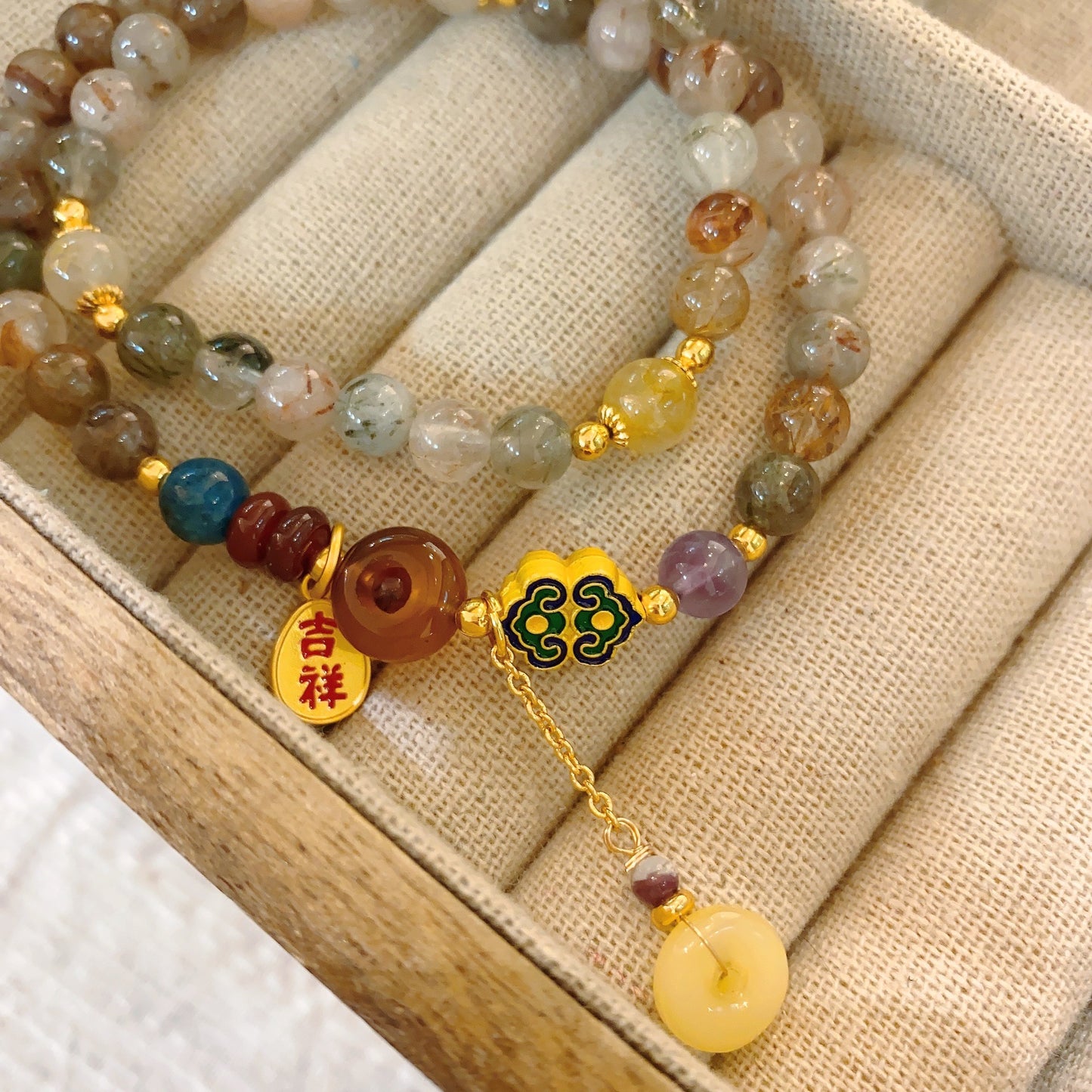 necklace  Ruyi gold silk jade beaded bracelet necklace women's new Chinese style