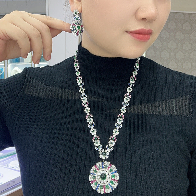 Colorful compass earrings gold-plated heavy industry fashionable and high-end evening earrings